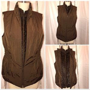 Charter Club Brown Vest with Faux Fur